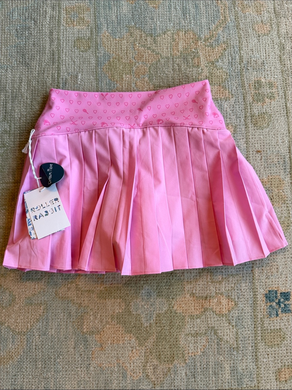 Roller Rabbit Pink Heart-Waist Pleated Skater Skirt